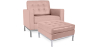Buy Designer Armchair with Footrest - Upholstered in Faux Leather - Konel Pastel pink 16514 with a guarantee