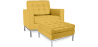 Buy Designer Armchair with Footrest - Upholstered in Faux Leather - Konel Pastel yellow 16514 - prices