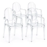 Pack of 4 Dining Chairs - Transparent - Design with Armrests - Louis XIV image 9