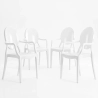 Pack of 4 Dining Chairs - Transparent - Design with Armrests - Louis XIV image 9