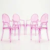 Pack of 4 Dining Chairs - Transparent - Design with Armrests - Arthur image 9