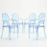 Pack of 4 Dining Chairs - Transparent - Design with Armrests - Arthur image 9
