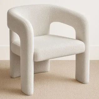 Buy Upholstered Dining Chair - White Boucle - Ashley White 60551 at Privatefloor