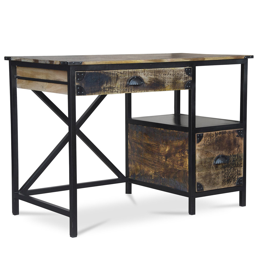  Buy Wooden Desk with Drawers - Industrial Design - Nashville Natural wood 59280 - in the EU