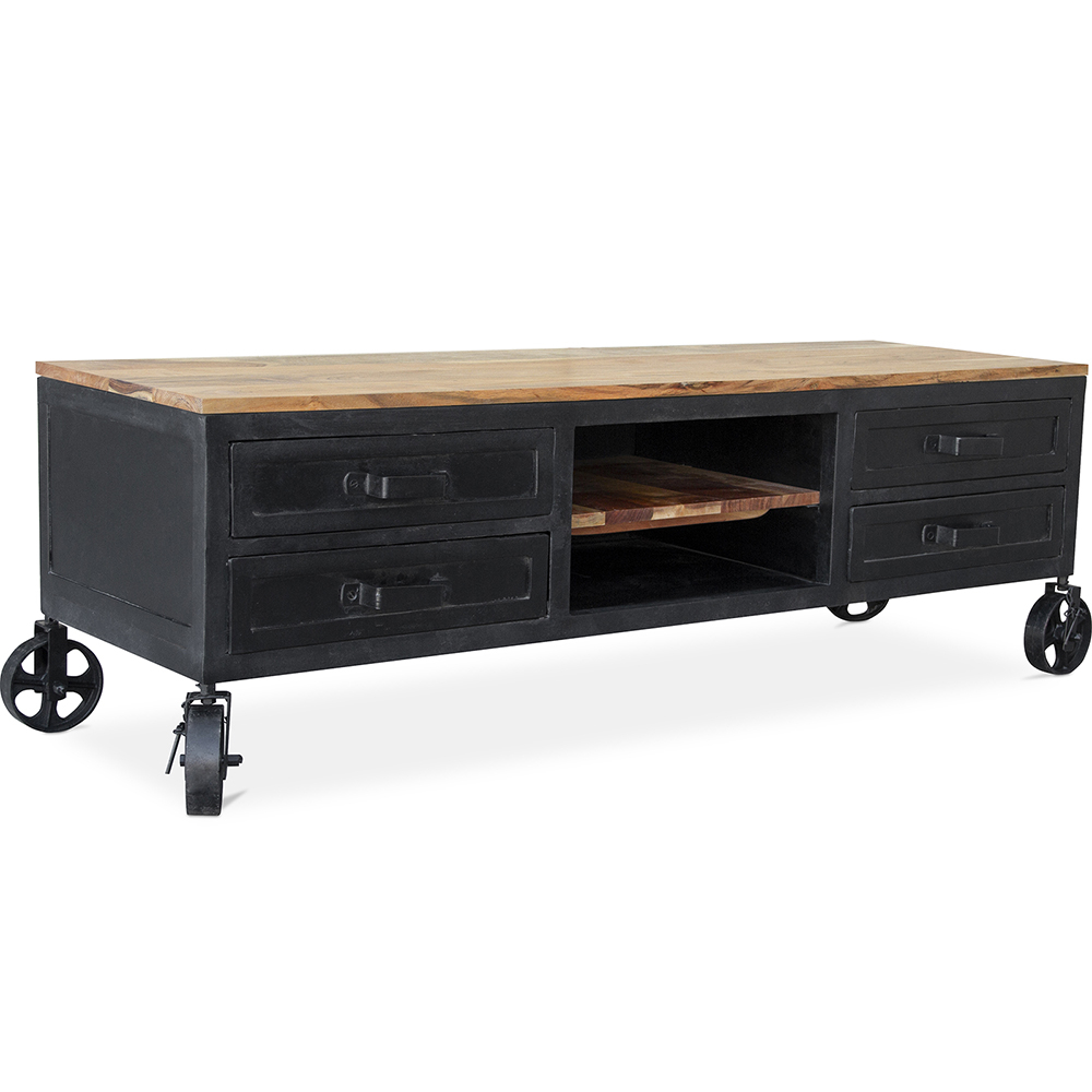  Buy Rivage industrial TV cabinet - Wood and metal Black 59285 - in the EU
