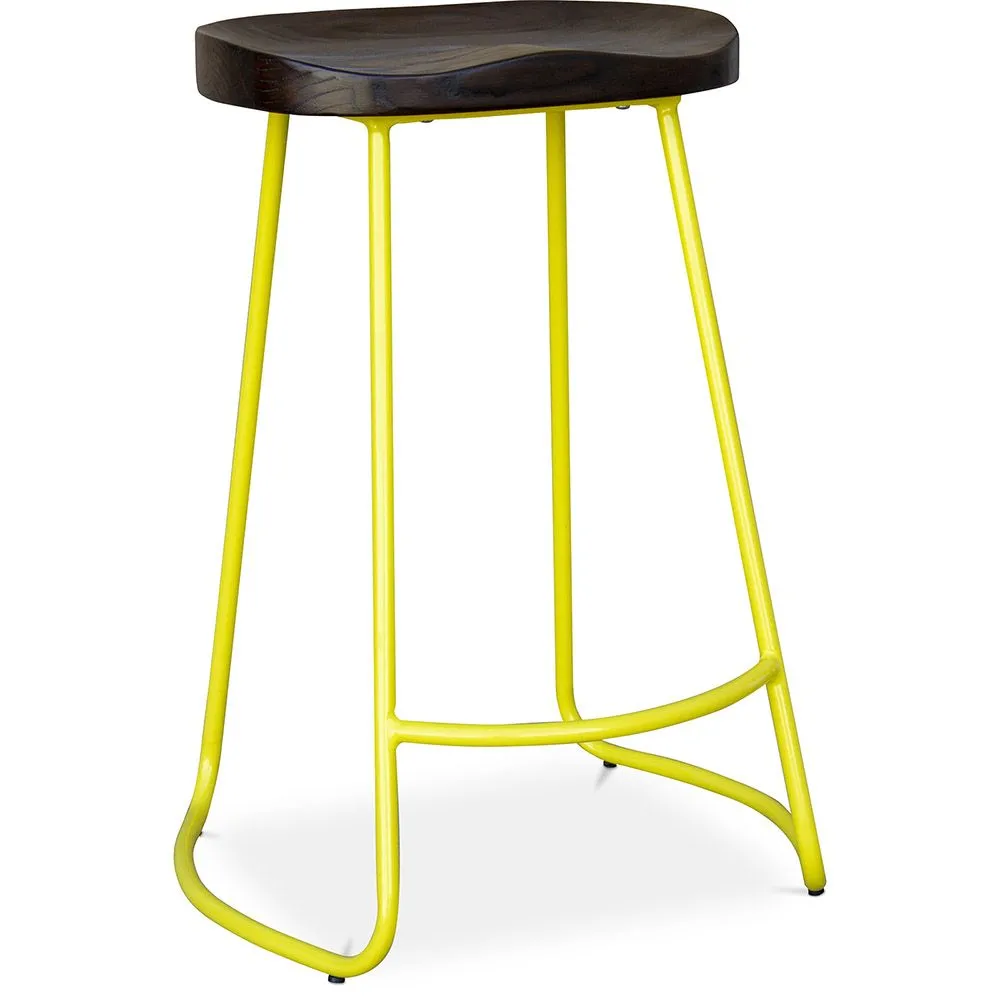 Bar Stool - Industrial Design - Wood & Metal - 66 cm - Adriel image 8