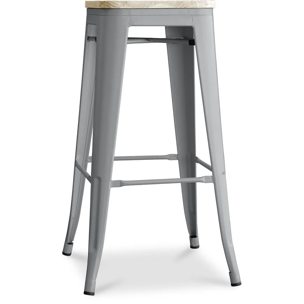 Industrial Design Bar Stool - Steel & Wood - 76cm - Stylix image 8