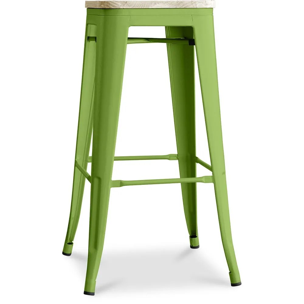 Industrial Design Bar Stool - Steel & Wood - 76cm - Stylix image 8