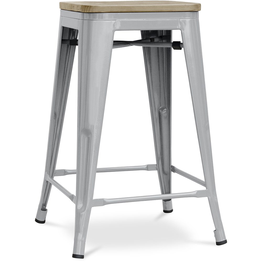  Buy Industrial Design Bar Stool - Wood & Steel - 61cm - Stylix Light grey 59696 - in the EU