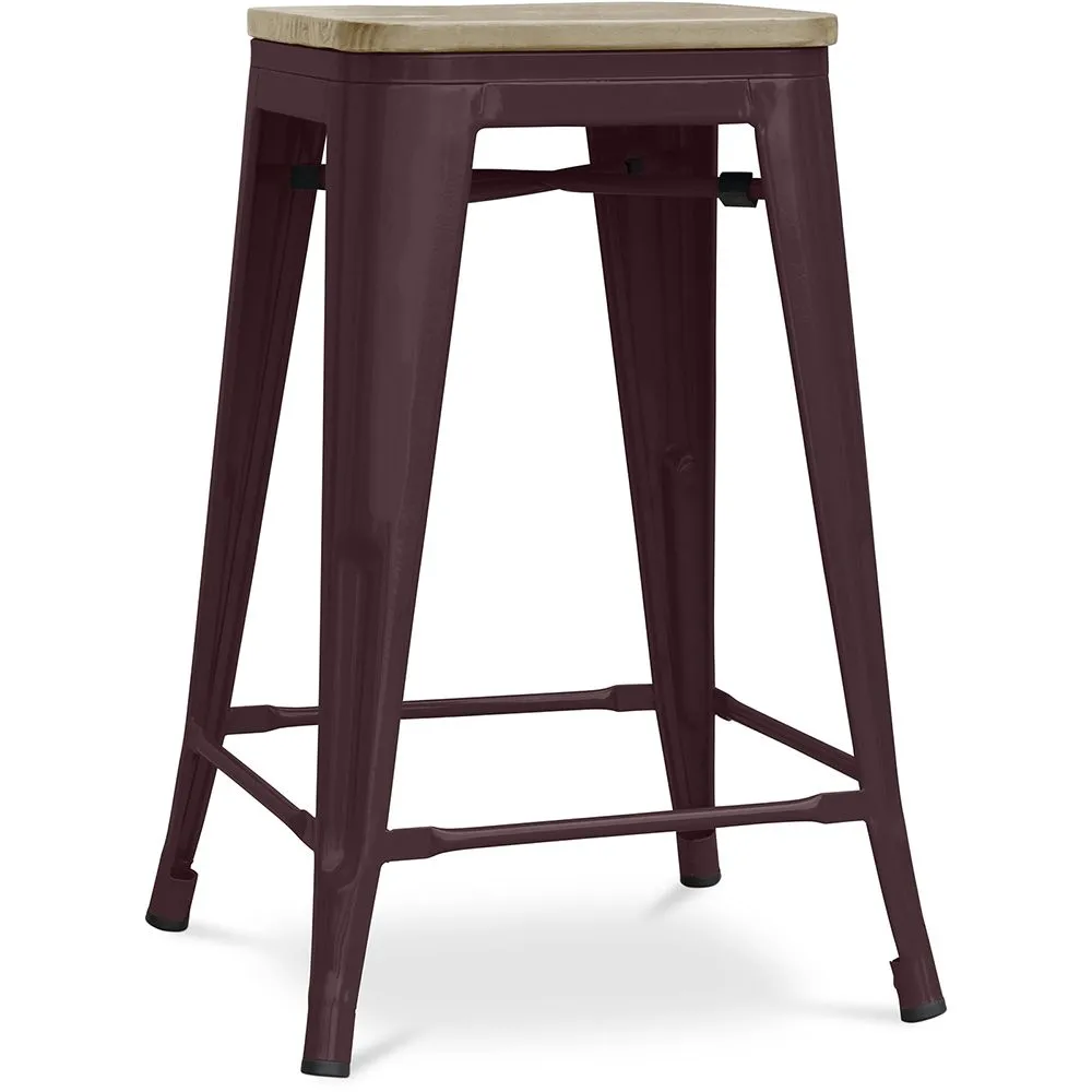 Industrial Design Bar Stool - Wood & Steel - 61cm - Stylix image 8