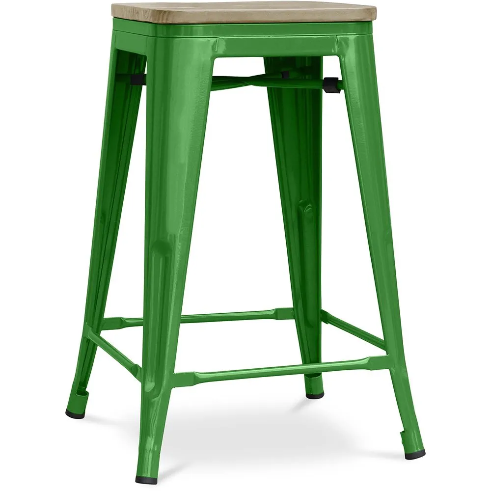 Industrial Design Bar Stool - Wood & Steel - 61cm - Stylix image 8