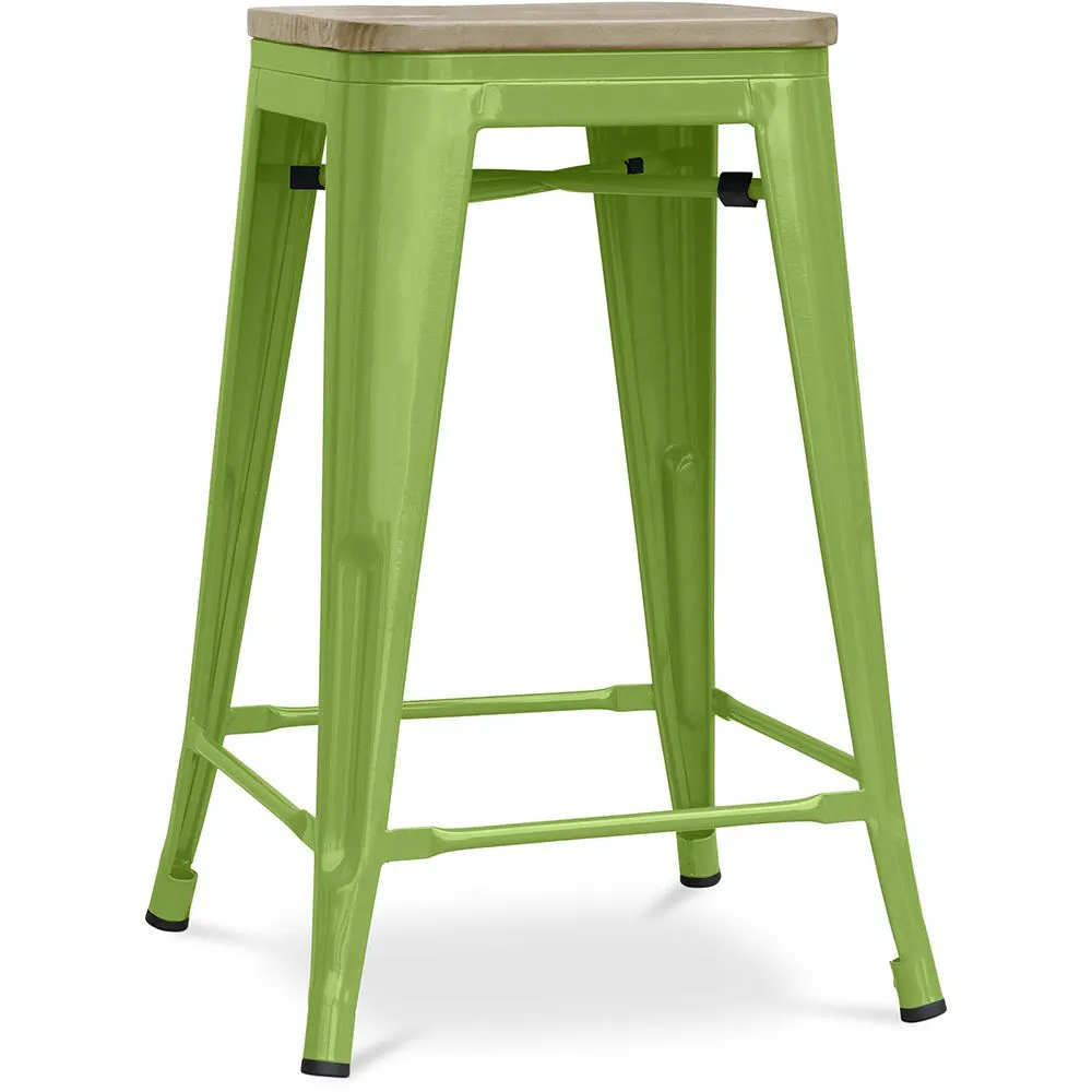 Industrial Design Bar Stool - Wood & Steel - 61cm - Stylix image 8