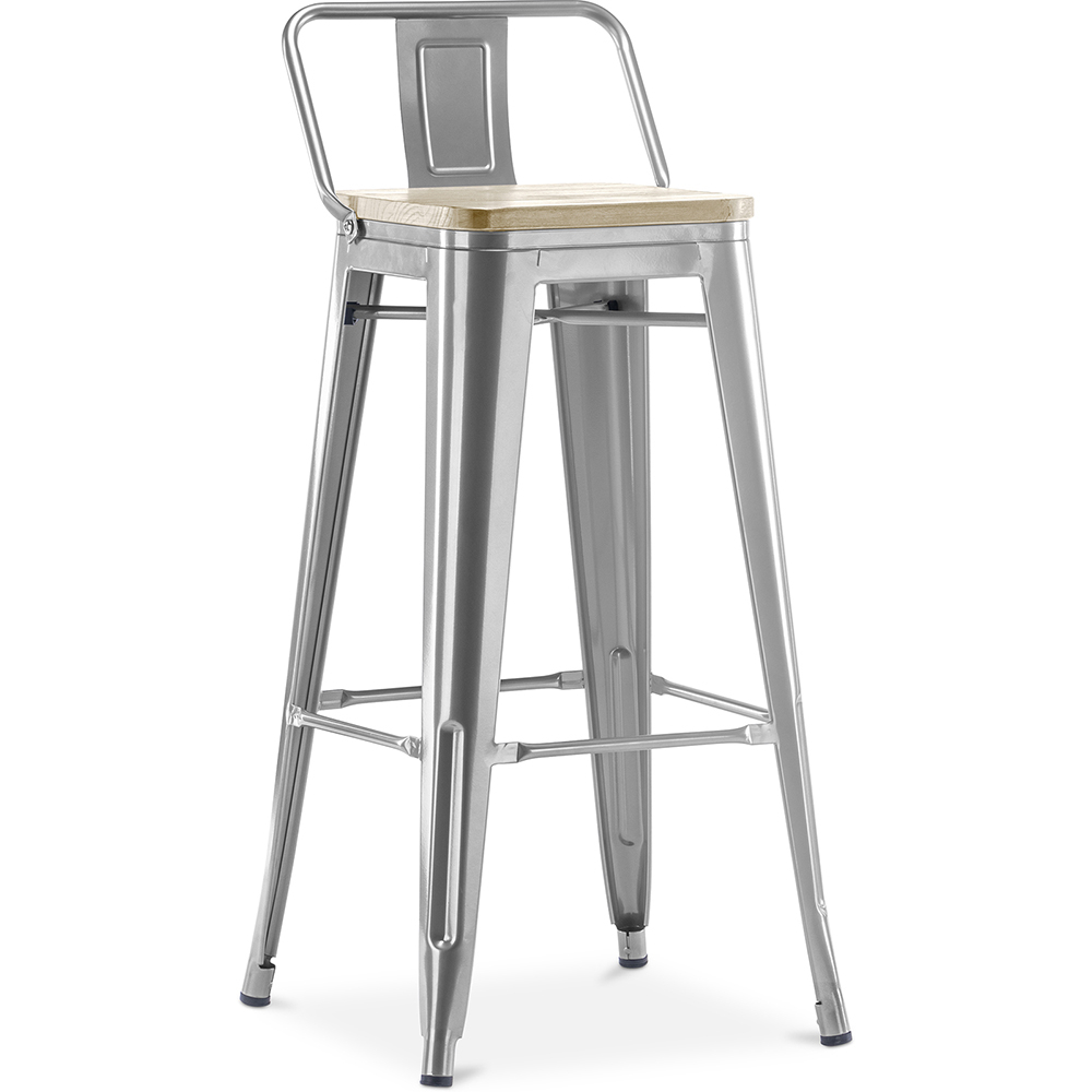  Buy Stylix bar stool with small backrest - 76 cm - Metal and Light Wood Steel 59694 - in the EU