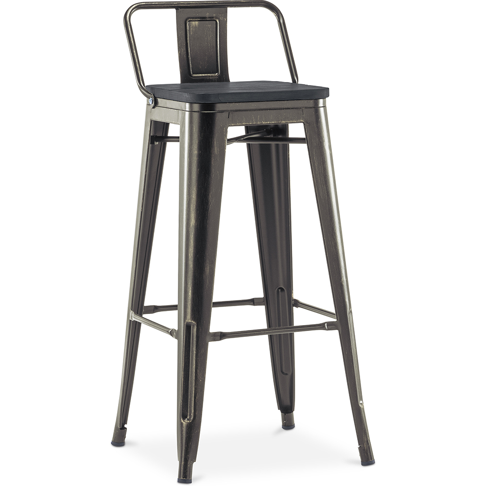  Buy Stylix bar stool with small backrest - Metal and dark wood - 76 cm Metallic bronze 59693 - in the EU