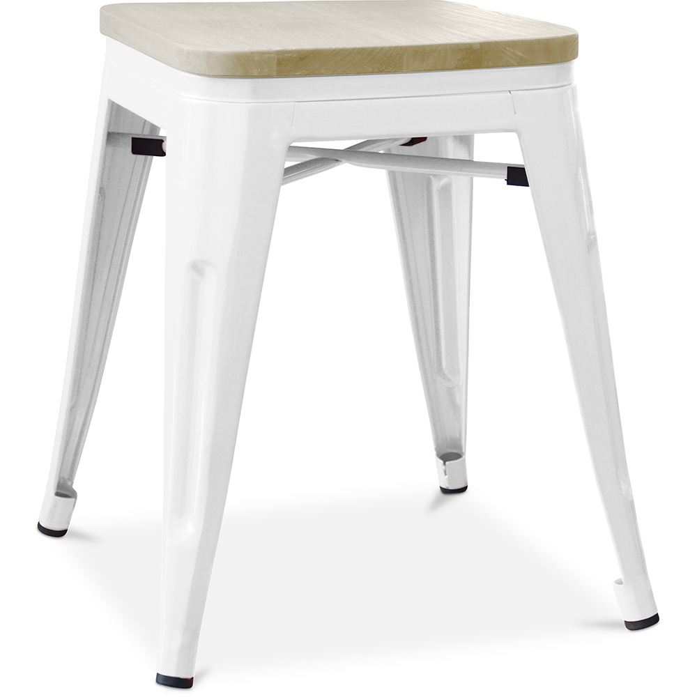  Buy Industrial Design Stool - Wood & Metal - 45cm - Stylix White 59692 - in the EU