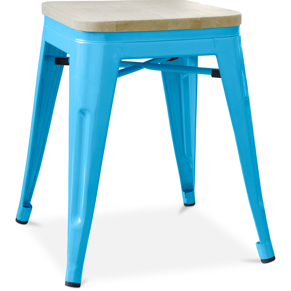  Buy Industrial Design Stool - Wood & Metal - 45cm - Stylix Turquoise 59692 - in the EU
