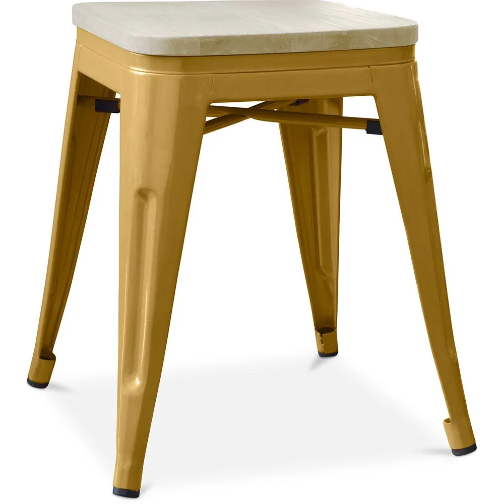 Industrial Design Stool - Wood & Metal - 45cm - Stylix image 8