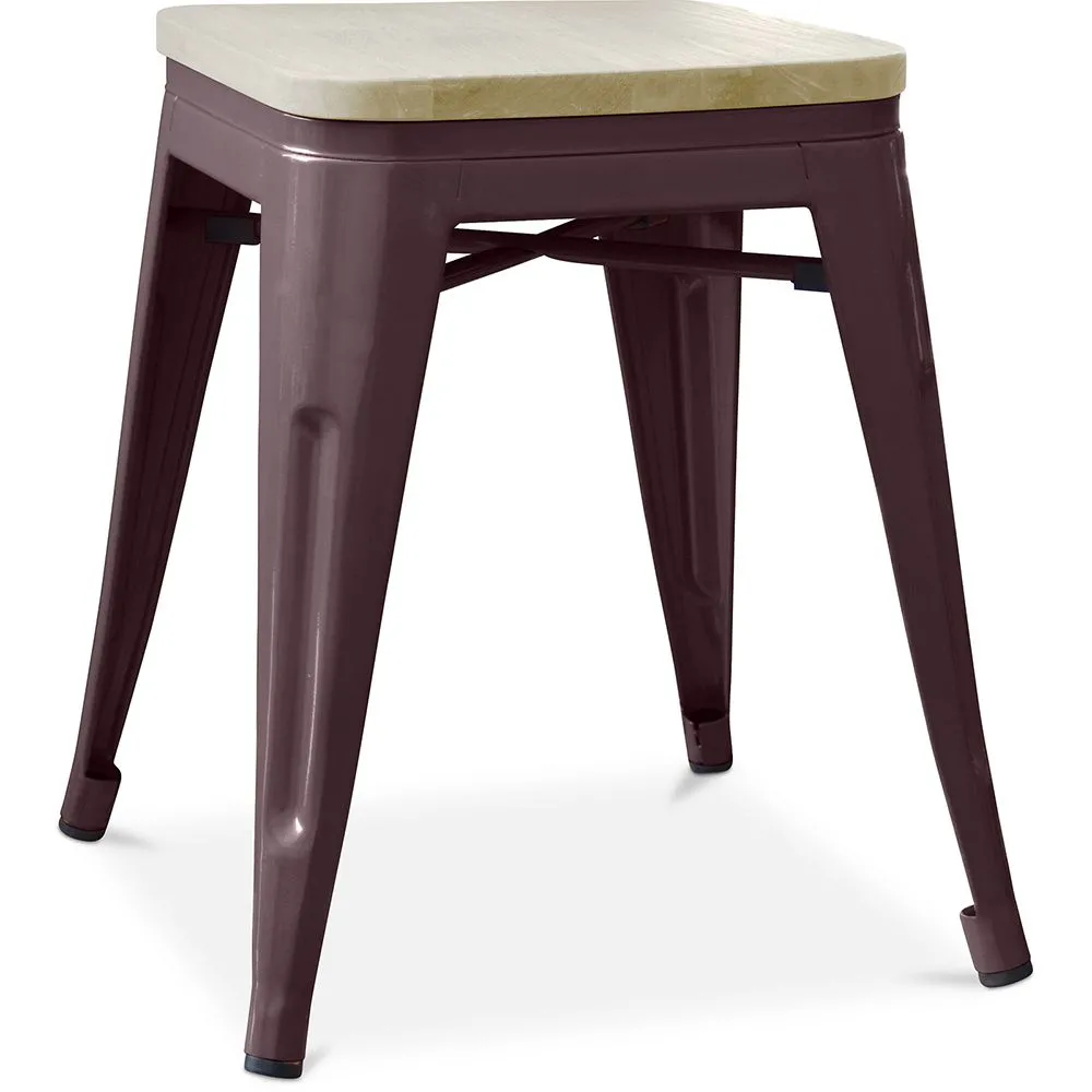 Industrial Design Stool - Wood & Metal - 45cm - Stylix image 8