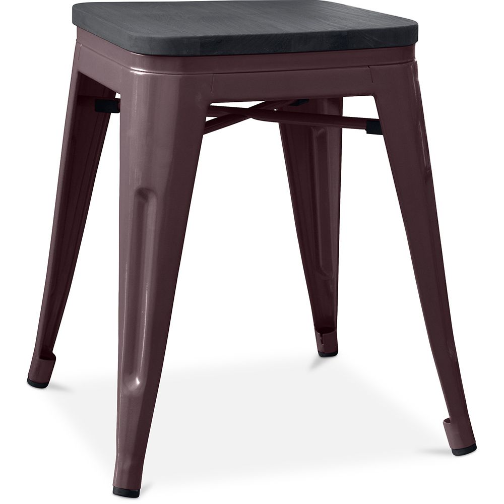 Industrial Design Stool - Wood & Steel - 46cm - Stylix image 8