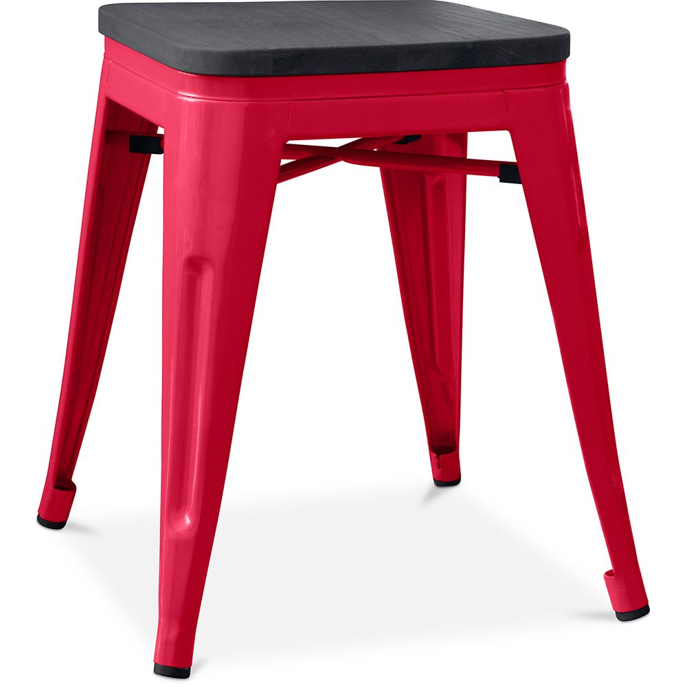 Industrial Design Stool - Wood & Steel - 46cm - Stylix image 8