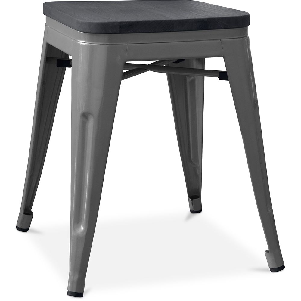 Industrial Design Stool - Wood & Steel - 46cm - Stylix image 8