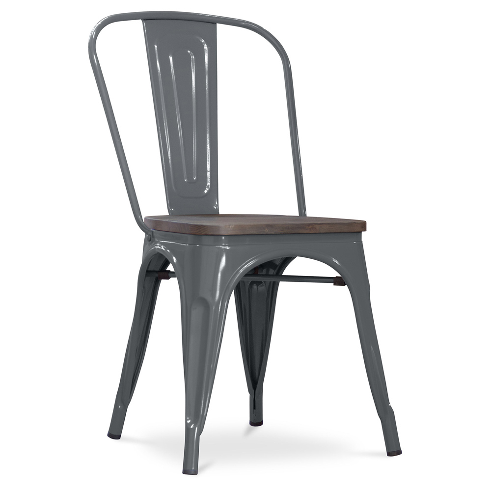  Buy Dining Chair - Industrial Design - Wood and Steel - New Edition - Stylix Dark grey 59804 - in the EU