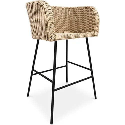 Rattan Stool with Armrests - Boho Bali Design - Ishita image 8