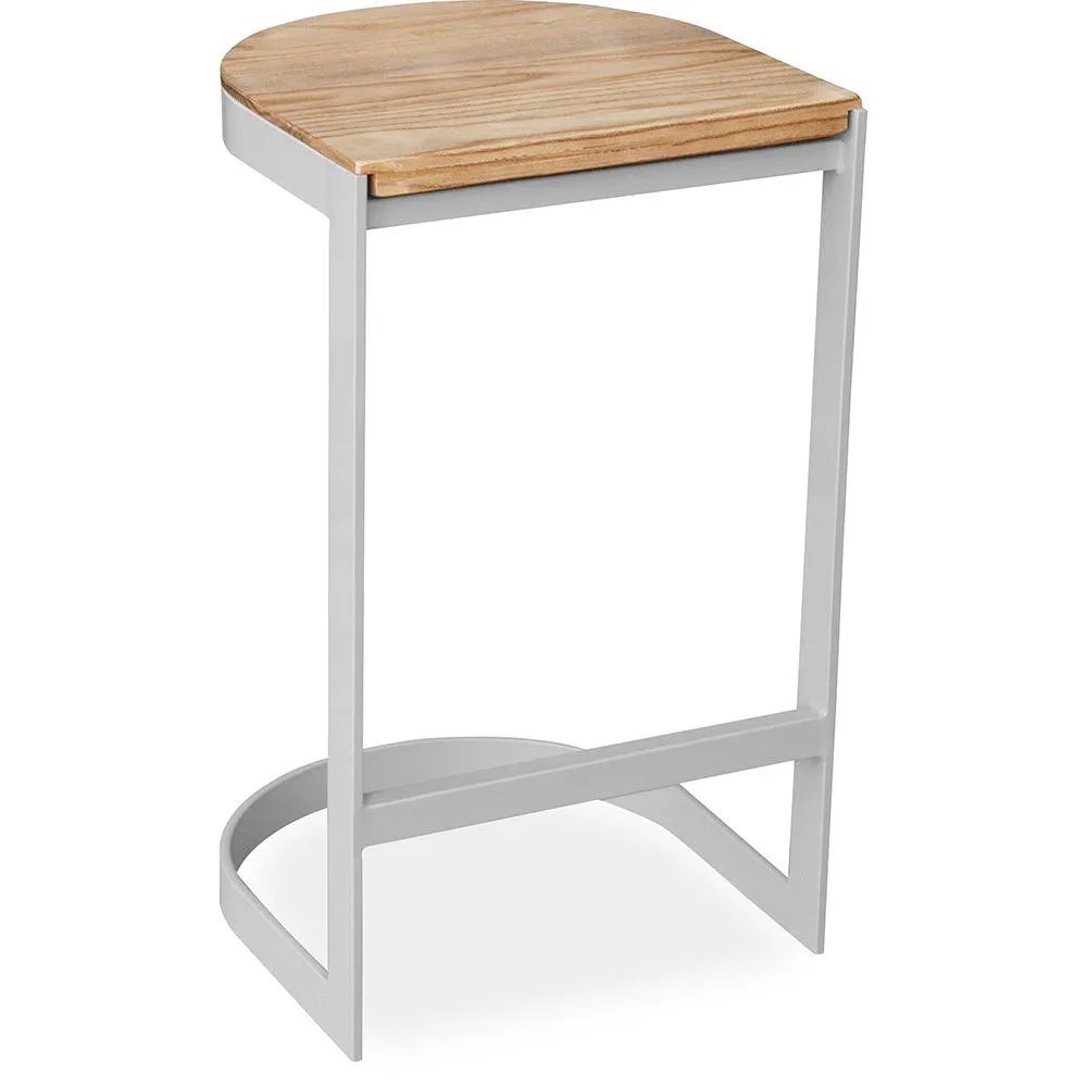 Industrial Design Bar Stool - Wood & Metal - 60cm - Lia image 8