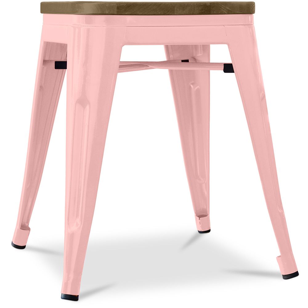 Industrial Design Stool - Wood & Steel - 45cm -Stylix image 8