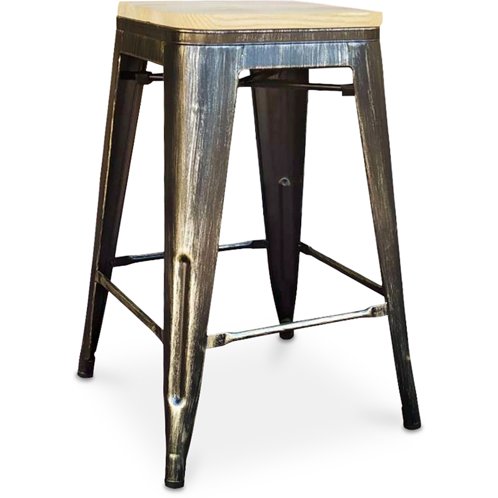  Buy Industrial Design Bar Stool - Wood & Steel - 61cm - Stylix Metallic bronze 59696 - in the EU