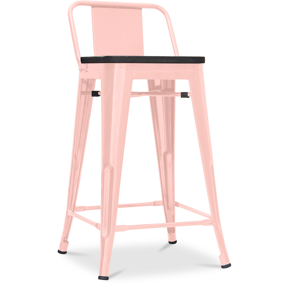  Buy Industrial Design Bar Stool with Backrest - Wood & Steel - 60 cm - Stylix Pastel orange 59117 - in the EU