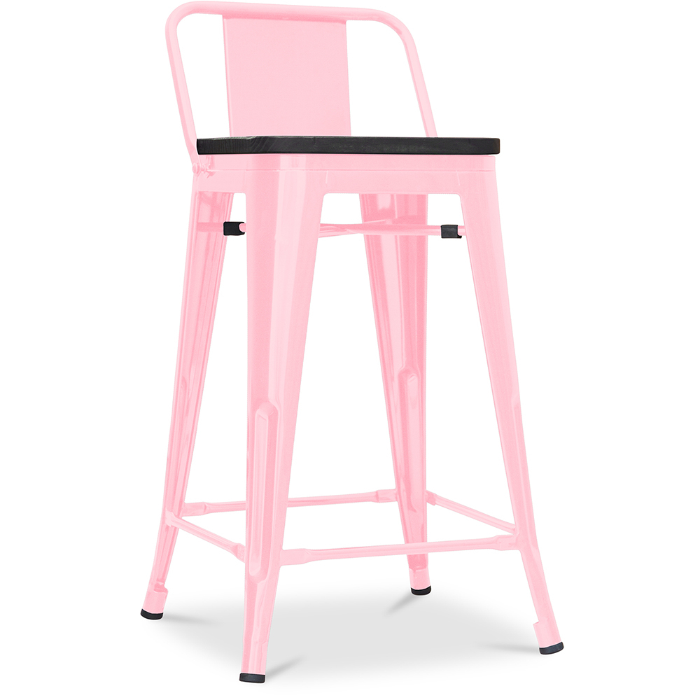  Buy Industrial Design Bar Stool with Backrest - Wood & Steel - 60 cm - Stylix Pink 59117 - in the EU