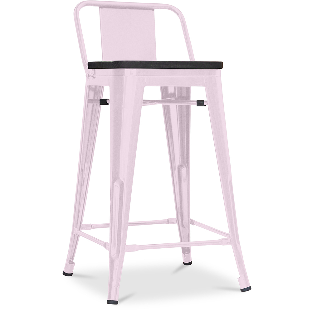  Buy Industrial Design Bar Stool with Backrest - Wood & Steel - 60 cm - Stylix Pastel pink 59117 - in the EU