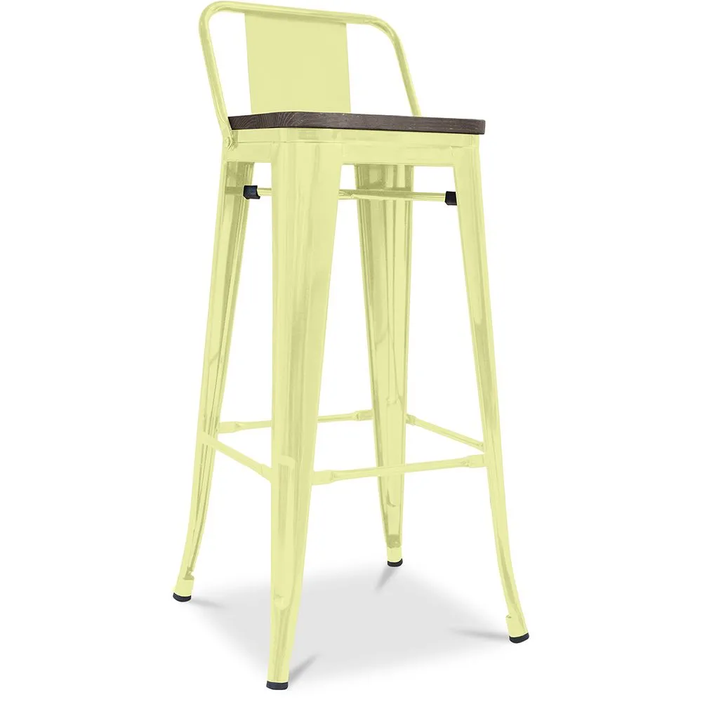 Industrial Design Bar Stool with Backrest - Wood & Steel - 76cm - Stylix image 8