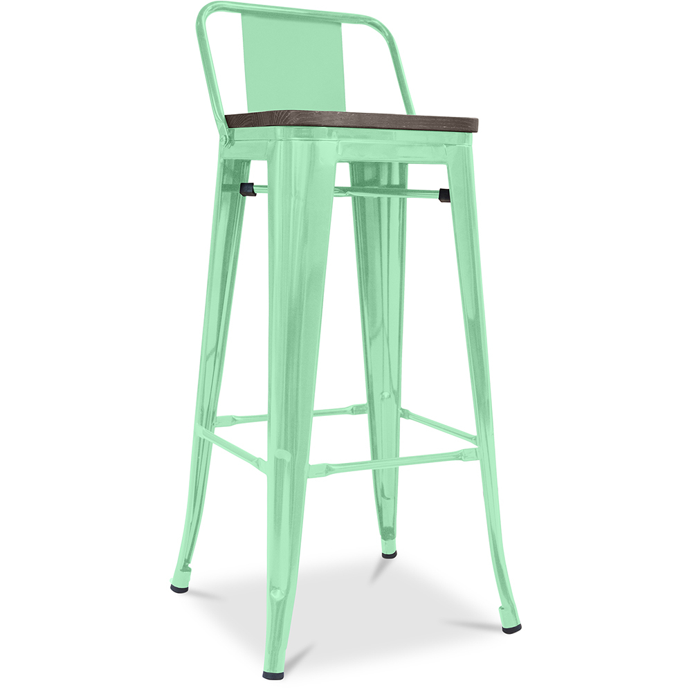  Buy Industrial Design Bar Stool with Backrest - Wood & Steel - 76cm - Stylix Mint 59118 - in the EU