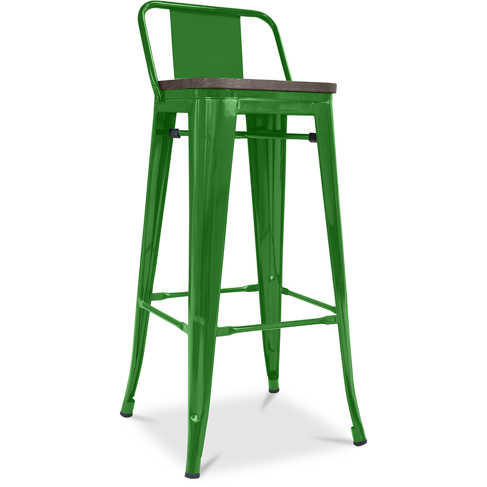  Buy Industrial Design Bar Stool with Backrest - Wood & Steel - 76cm - Stylix Green 59118 - in the EU