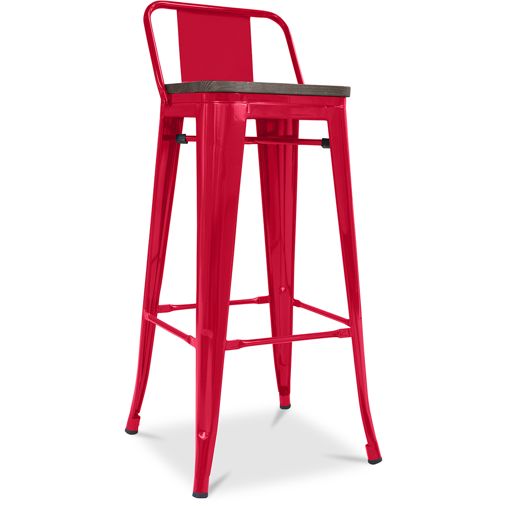  Buy Industrial Design Bar Stool with Backrest - Wood & Steel - 76cm - Stylix Red 59118 - in the EU