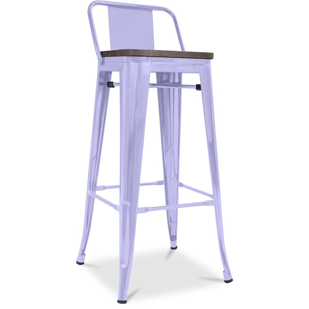 Industrial Design Bar Stool with Backrest - Wood & Steel - 76cm - Stylix image 8