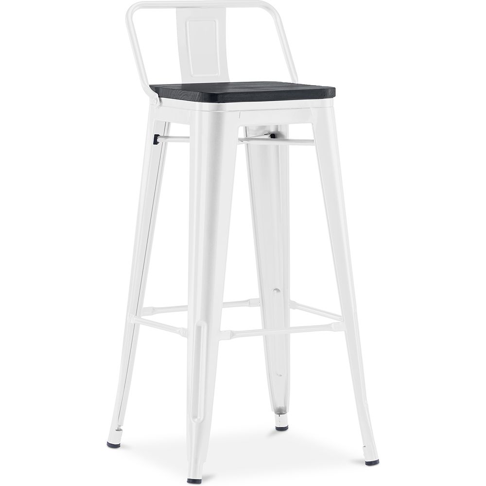 Bar Stool with Backrest - Industrial Design - Wood & Steel - 76cm - Stylix image 8