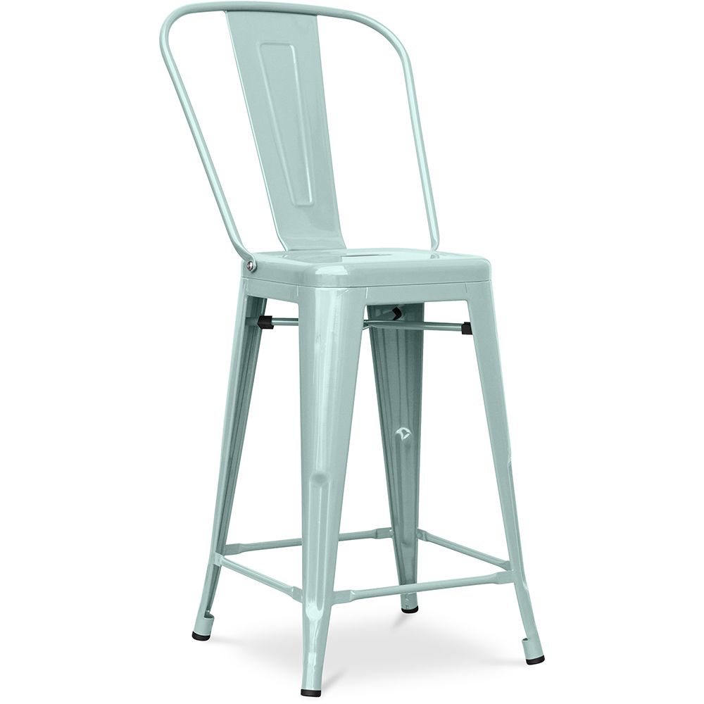 Bar Stool with Backrest - Industrial Design - 60cm - Stylix image 8