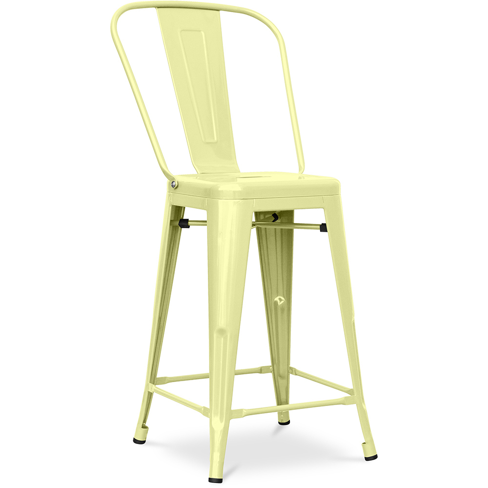  Buy Bar Stool with Backrest - Industrial Design - 60cm - Stylix Pastel yellow 58410 - in the EU