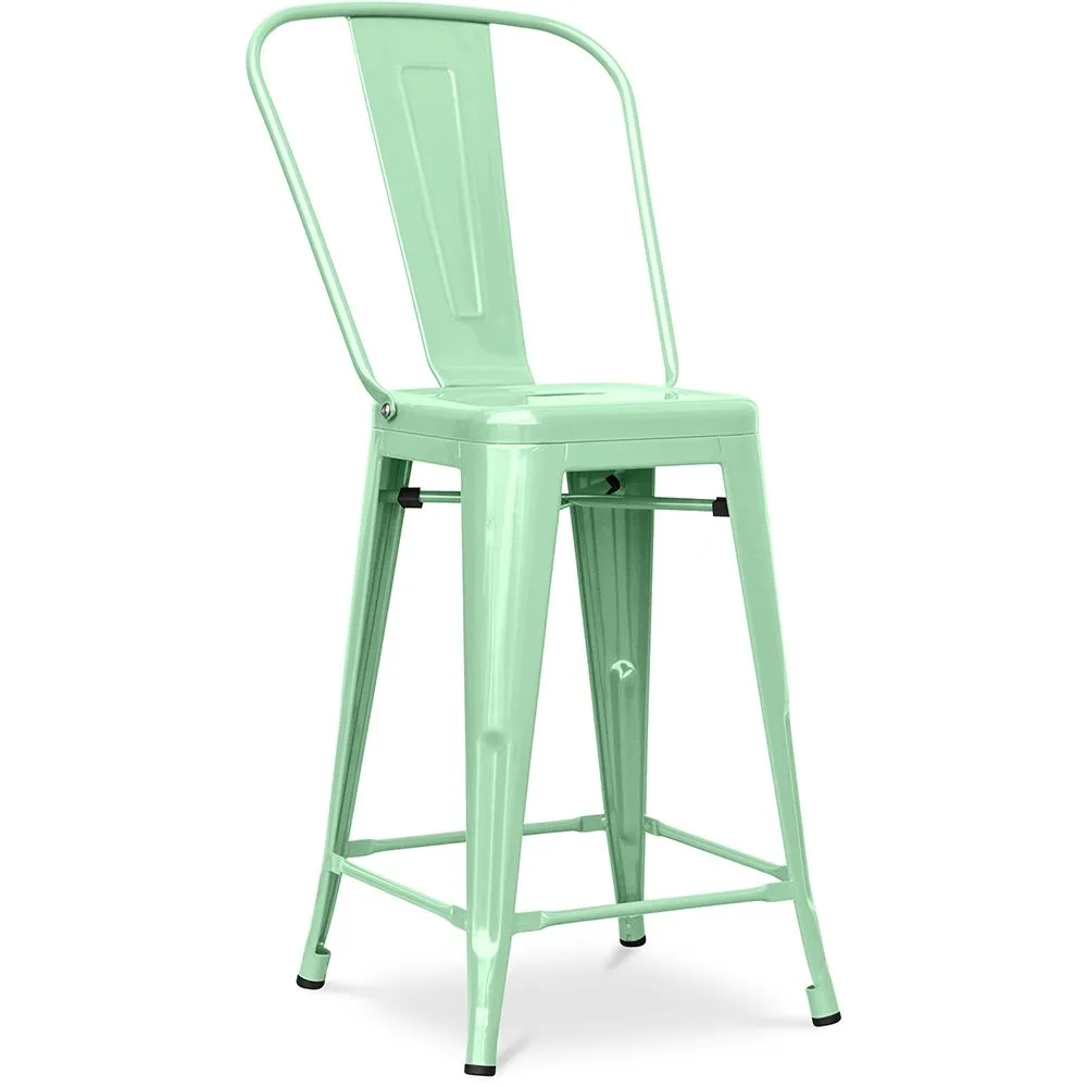 Bar Stool with Backrest - Industrial Design - 60cm - Stylix image 8