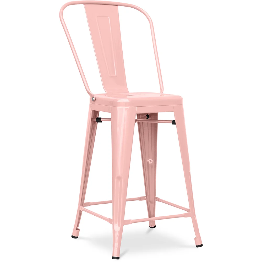 Bar Stool with Backrest - Industrial Design - 60cm - Stylix image 8