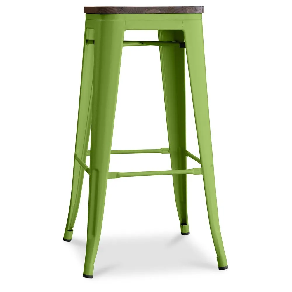 Industrial Design Bar Stool - Wood & Steel - 76cm - Stylix image 8