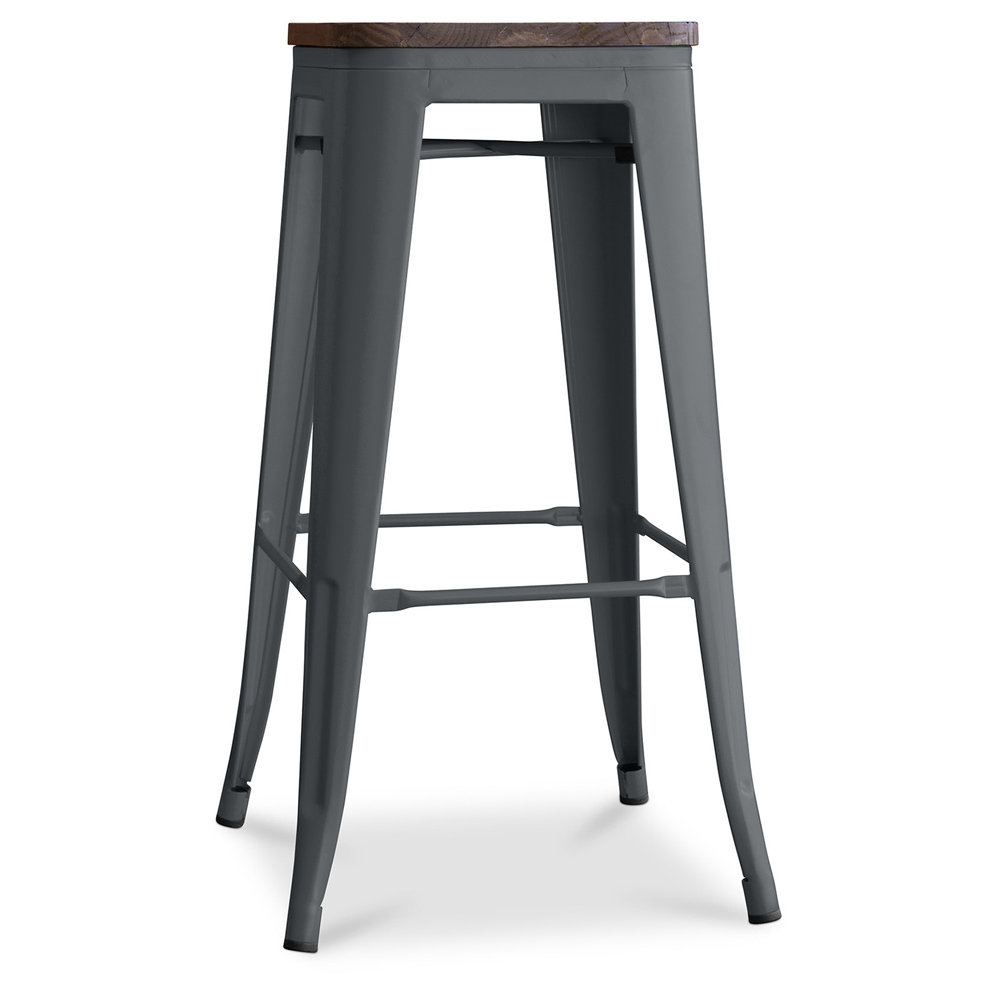  Buy Industrial Design Bar Stool - Wood & Steel - 76cm - Stylix Dark grey 99954406 - in the EU