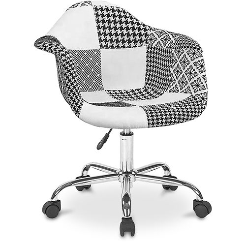  Buy Office Chair with Armrests - Desk Chair with Castors - Upholstered in Black and White Patchwork - Denisse - Weston White / Black 59870 - in the EU