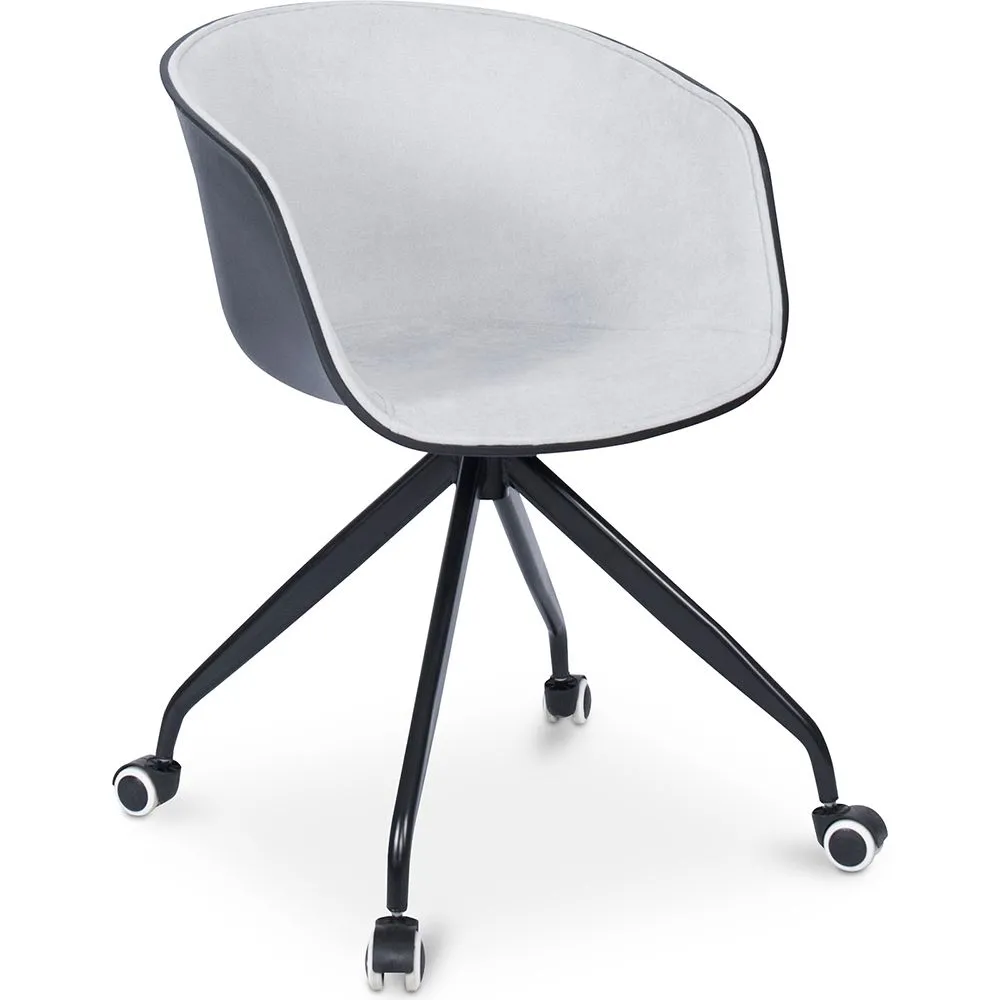 Upholstered Office Chair with Armrests - Desk Chair with Castors - Black and White - Jodie image 8
