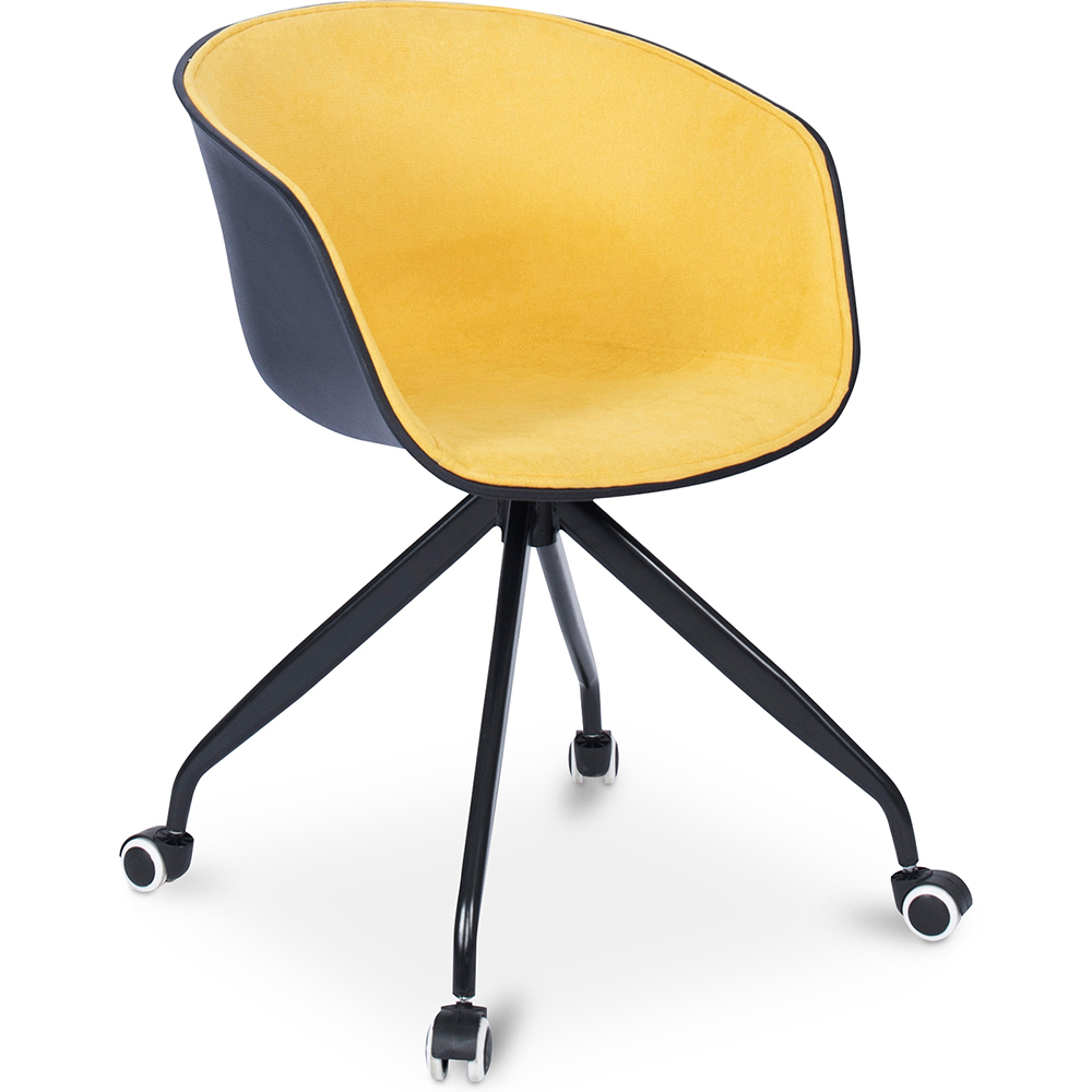  Buy Upholstered Office Chair with Armrests - Desk Chair with Castors - Black and White - Jodie Yellow 59888 - in the EU