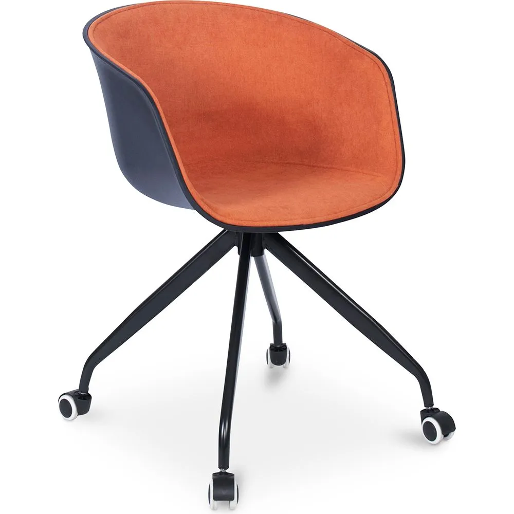 Upholstered Office Chair with Armrests - Desk Chair with Castors - Black and White - Jodie image 8