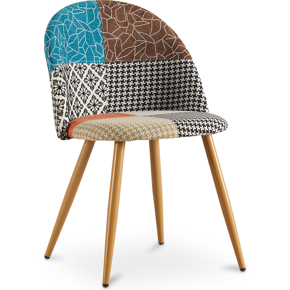  Buy Dining Chair Accent Patchwork Upholstered Scandi Retro Design Wooden Legs - Evelyne Patty Multicolour 59933 - in the EU